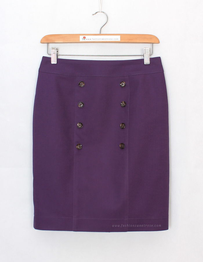 SK-487 กระโปรงทรงสอบ ผ้าคอตต้อนญี่ปุ่นเนื้อสเปนเดกสีม่วง