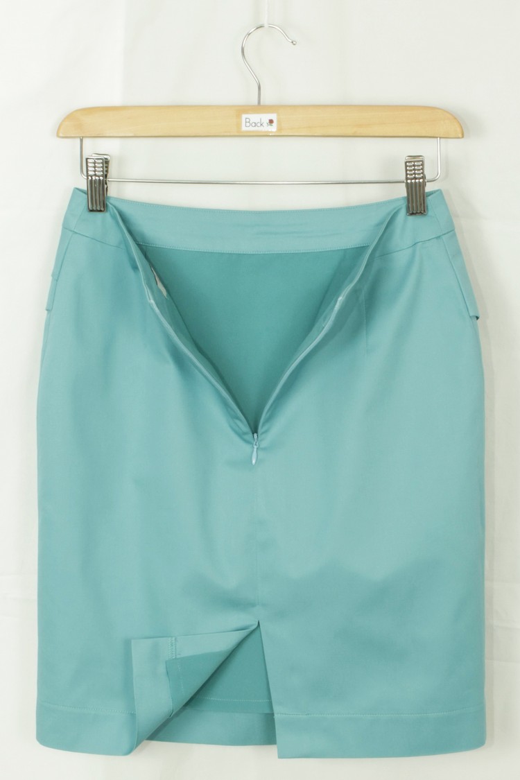 กระโปรงแฟชั่น&ทำงาน ทรงสอบจับจีบซ้อนกัน ผ้าคอตต้อนสีฟ้า / SK-101