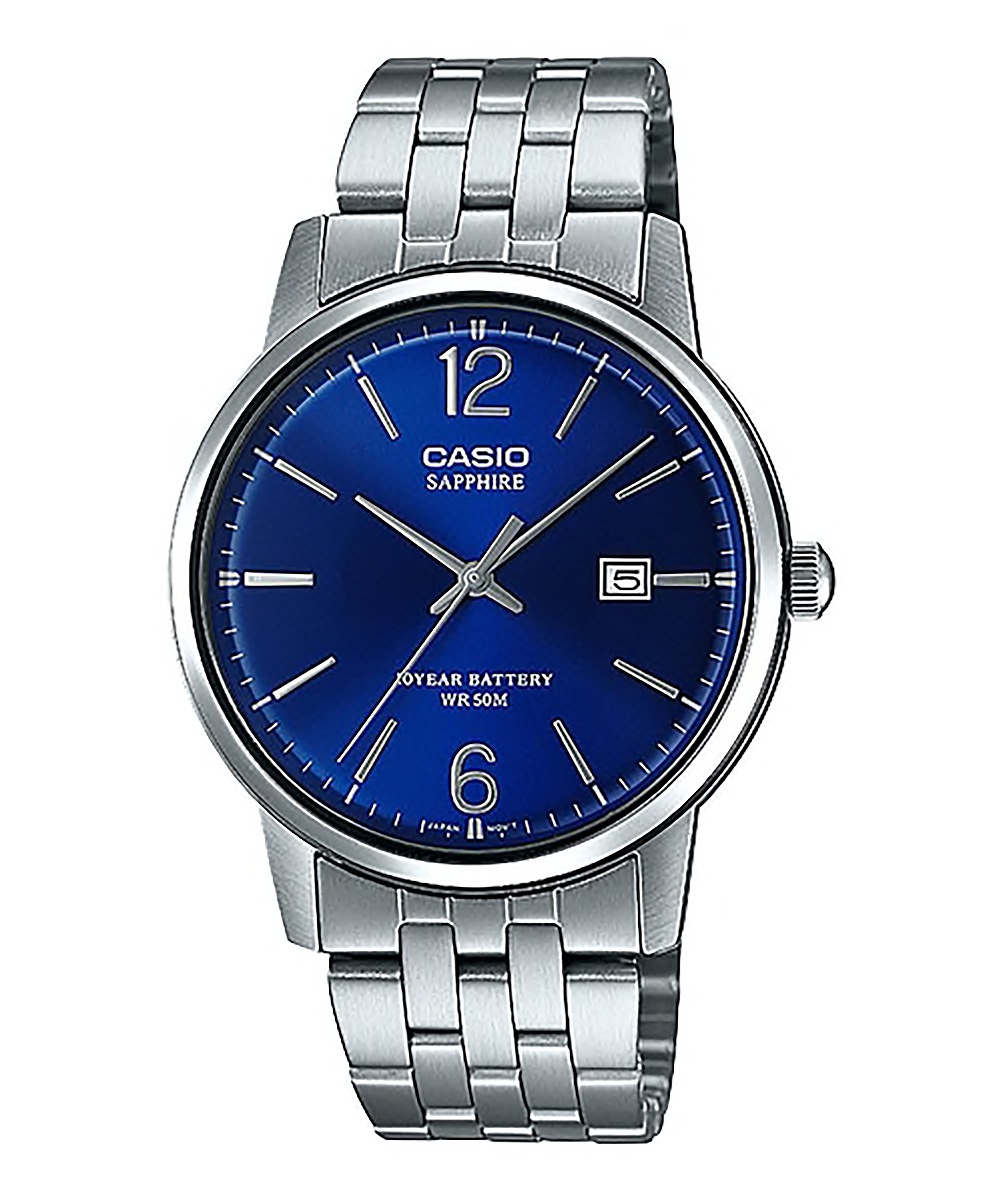 CASIO ของเเท้ CMG เครื่องศูนย์ รุ่น MTS-110D-2AVDF สีน้ำเงิน กระจกแซฟไฟร์ sapphire สินค้าใหม่ ของเเท้ รับประกันศูนย์ CMG 1 ปี