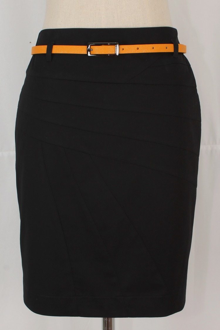 SK-129 กระโปรงแฟชั่น&ทำงาน ทรงสอบแบบตัดต่อ ผ้าคอตต้อนญี่ปุ่น สีดำ