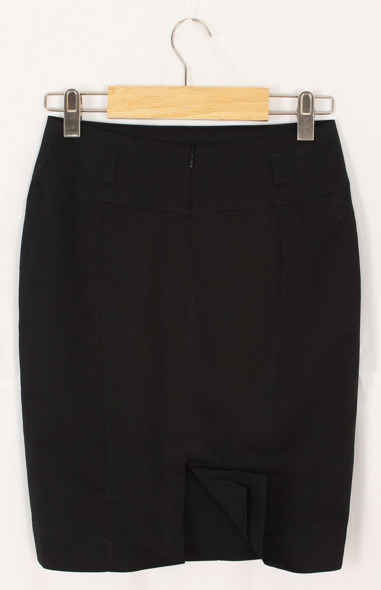 SK-129 กระโปรงแฟชั่น&ทำงาน ทรงสอบแบบตัดต่อ ผ้าคอตต้อนญี่ปุ่น สีดำ