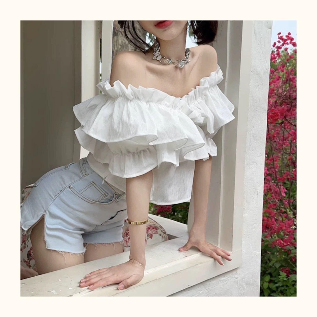 Summe blouse เบาส์แขนสั้น แขนจั้มพ์