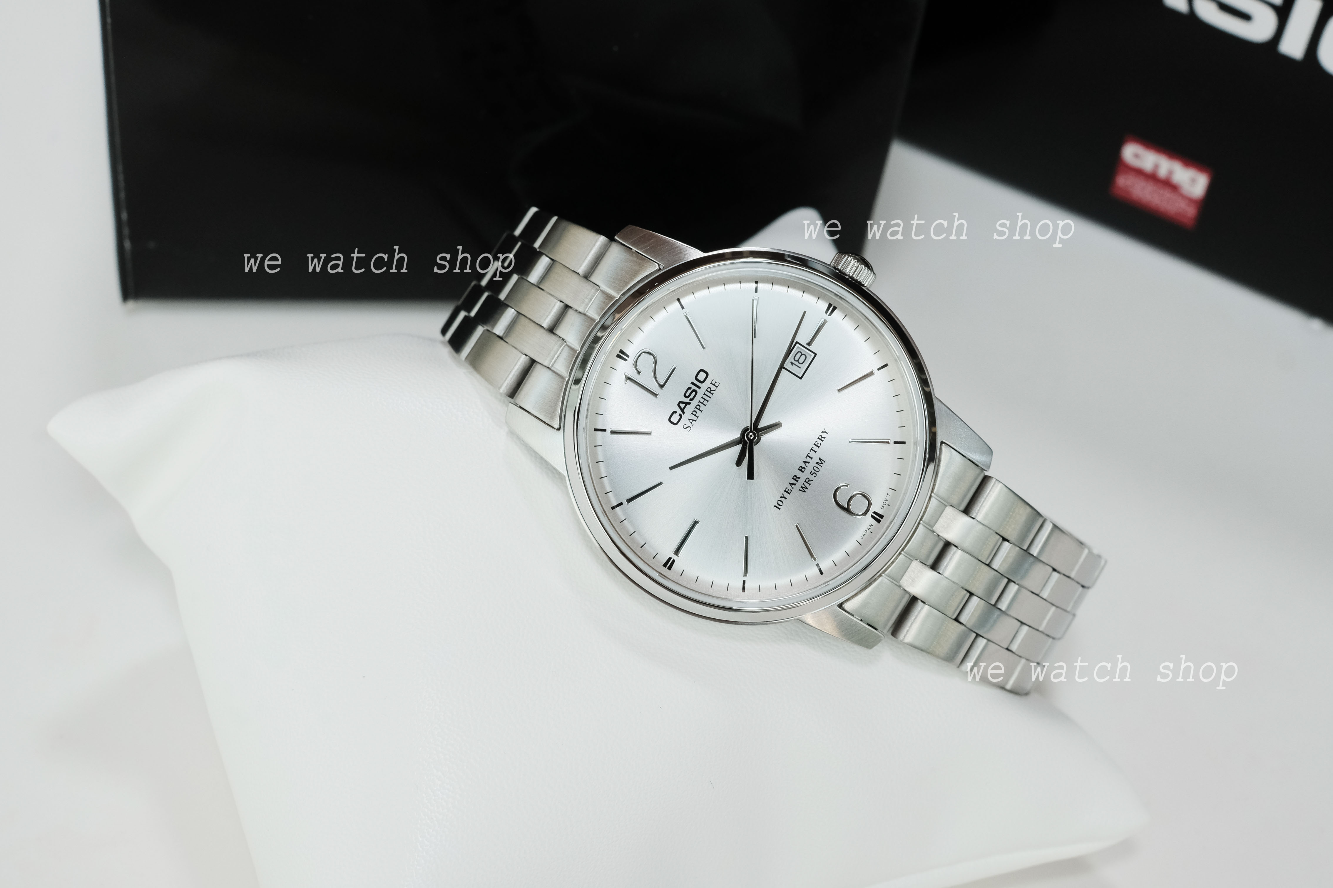 CASIO ของเเท้ CMG เครื่องศูนย์ รุ่น MTS-110D-7AVDF สีขาว กระจกแซฟไฟร์ sapphire สินค้าใหม่ ของเเท้ รับประกันศูนย์ CMG 1 ปี