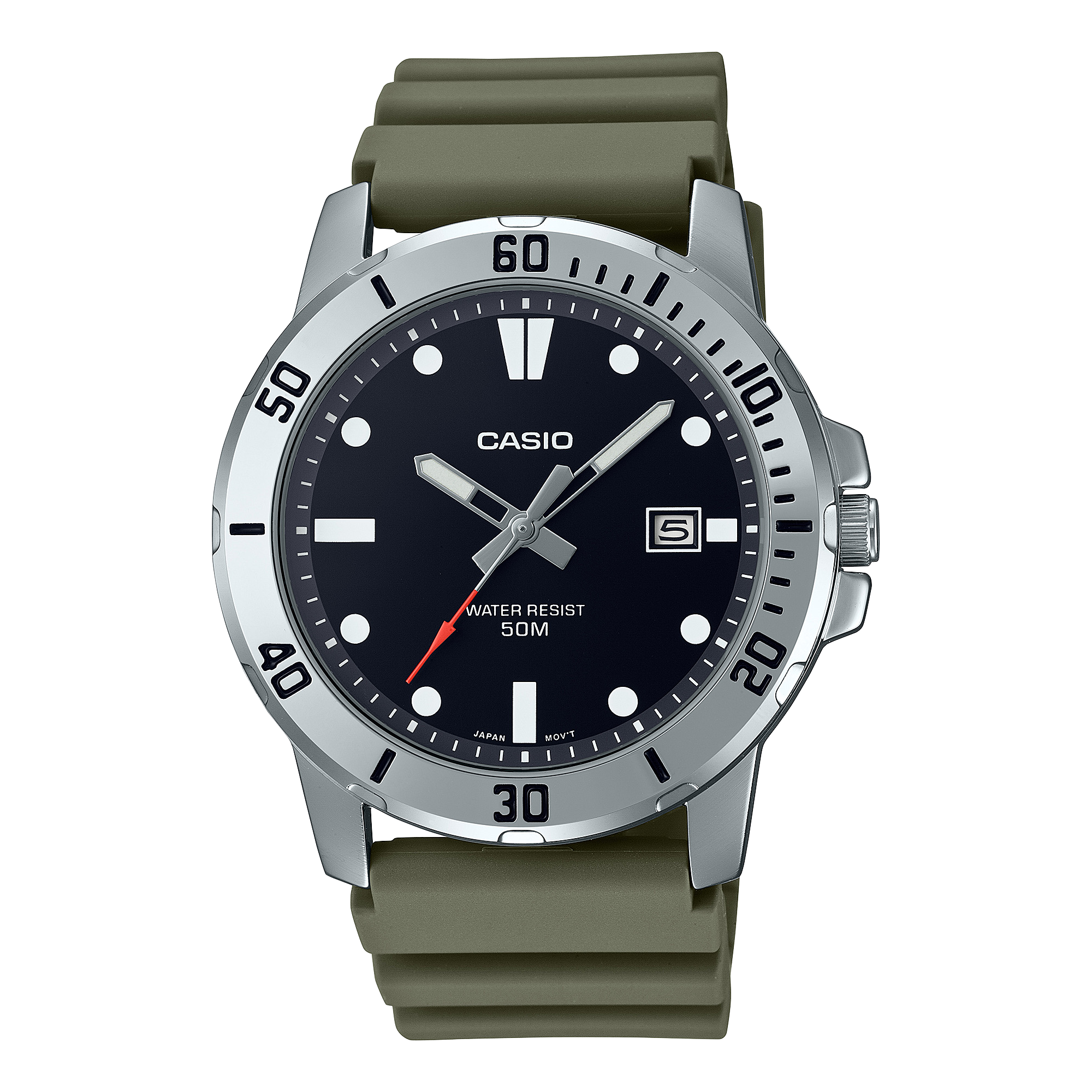 CASIO Standard รุ่น MTP-VD01-3EVUDF สายเรซิ่น หน้าปัดเขียว สายเขียว สินค้าของเเท้ รับประกันศูนย์ CMG