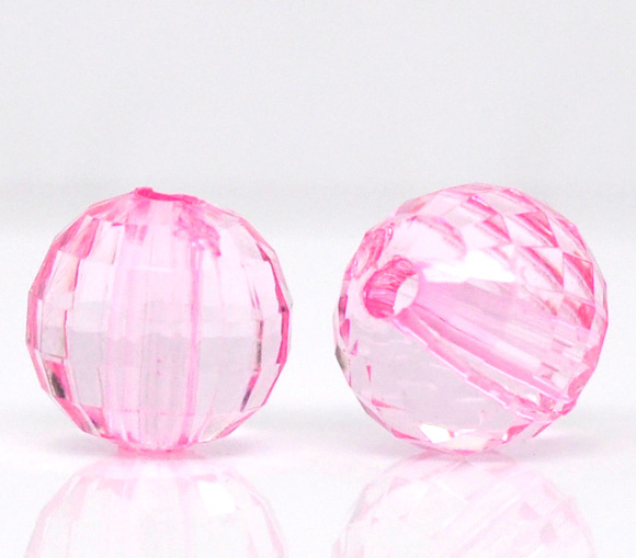 ลูกปัดอะครีลิคกลม คริสตัลสไตล์ ขนาด 8mm แพ็ค 100 เม็ด