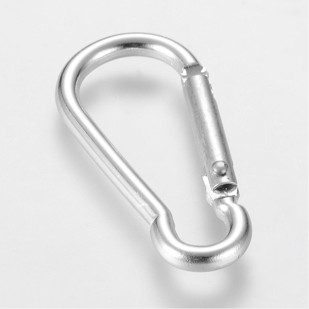 5 ชิ้น ห่วงกุญแจคาราไบเนอร์ วัสดุอลูมิเนียม+เหล็ก ขนาด 48~48.5x22.5~23x6mm มี 2 สี