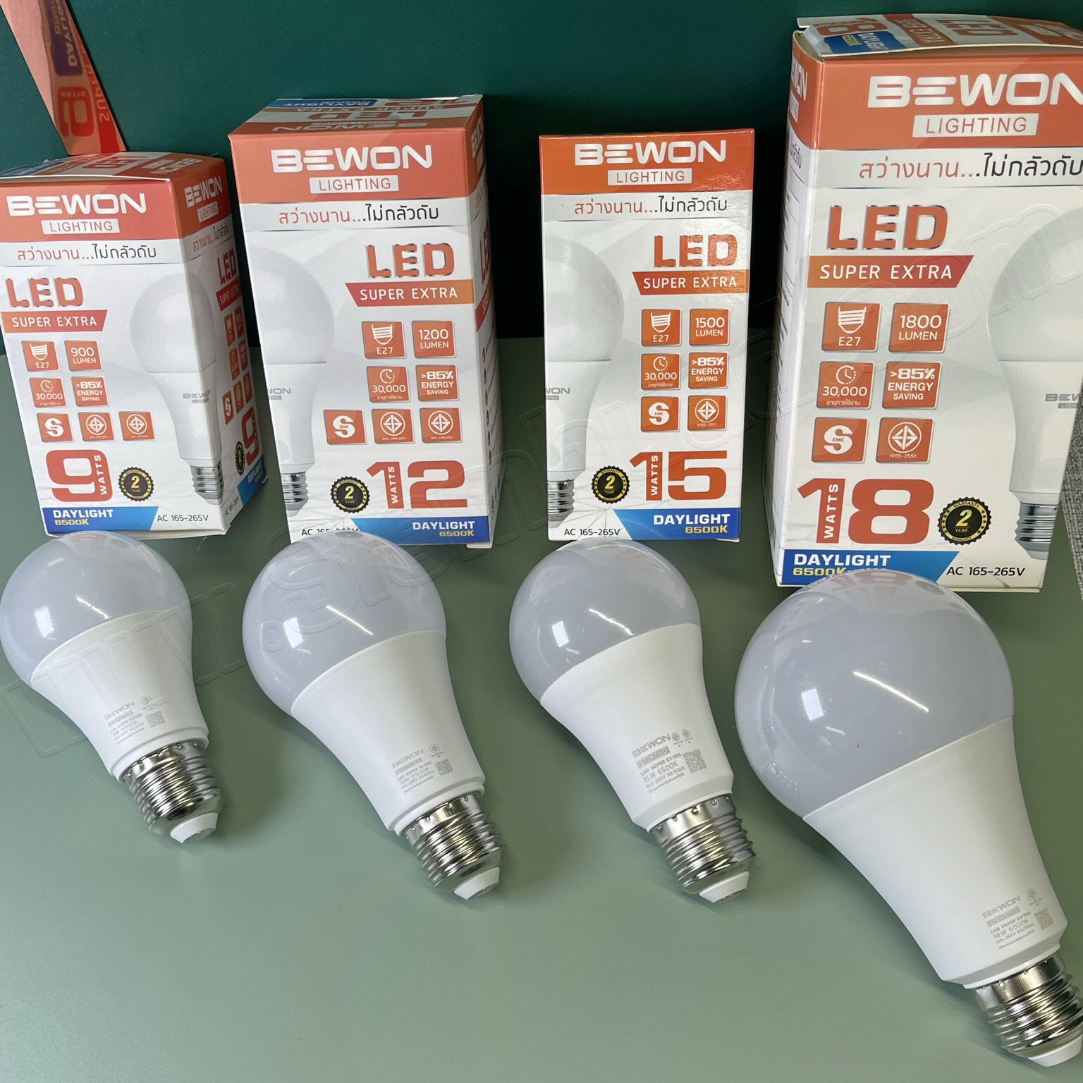 หลอด BULB LED SUPER EXTRA (BEWON) ขั้ว E27 แสงวอร์ม ขนาด 5W, 7W, 9W, 12W, 15W, 18W