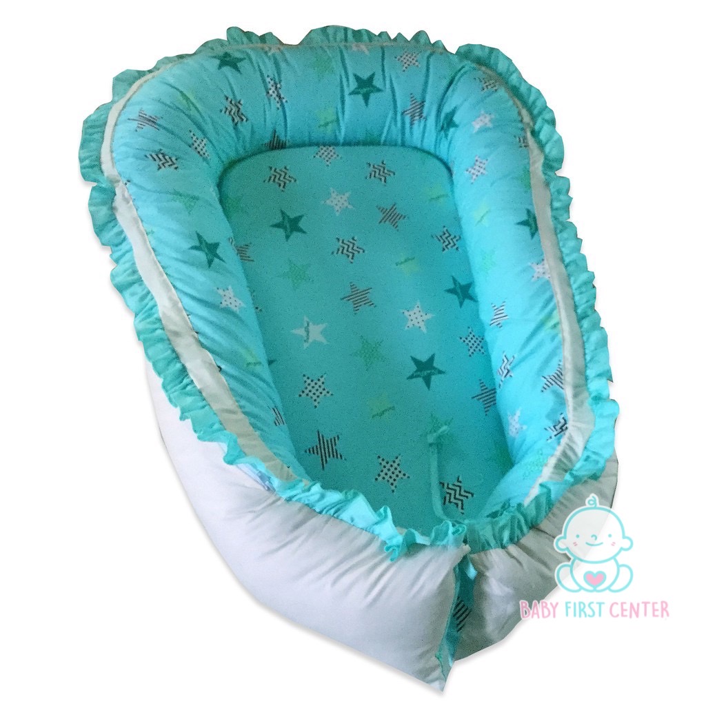 PalmandPond ที่นอนเด็ก ที่นอนรังนก ที่นอนทารก ถอดปลอกซักได้ทั้งใบ 100%Cotton (แถมหมอนหลุม)