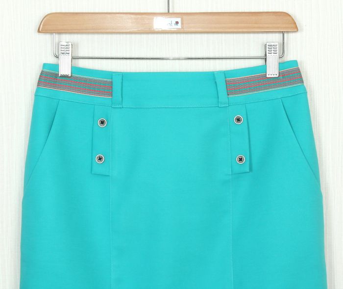 SK-248 กระโปรงแฟชั่น&ทำงาน ทรงสอบมีกระเป๋า 2 ข้าง ผ้าคอตตอนญี่ปุ่น สีฟ้าเทอร์คอยซ์
