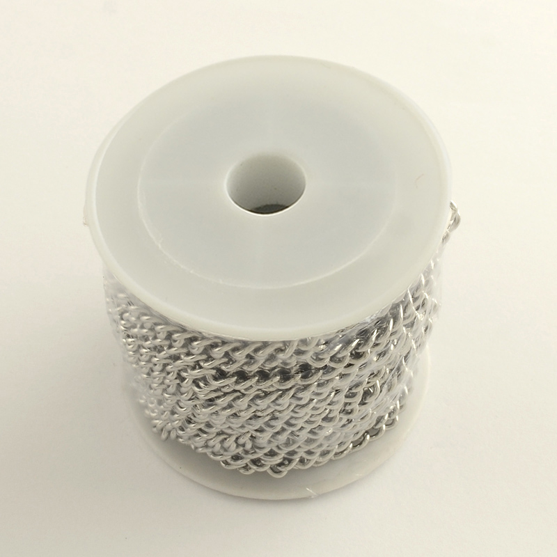 โซ่สแตนเลส 304 Curb Chain สีสแตนเลส ขนาด 6x4x1 ยาวประมาณ 10 เมตร