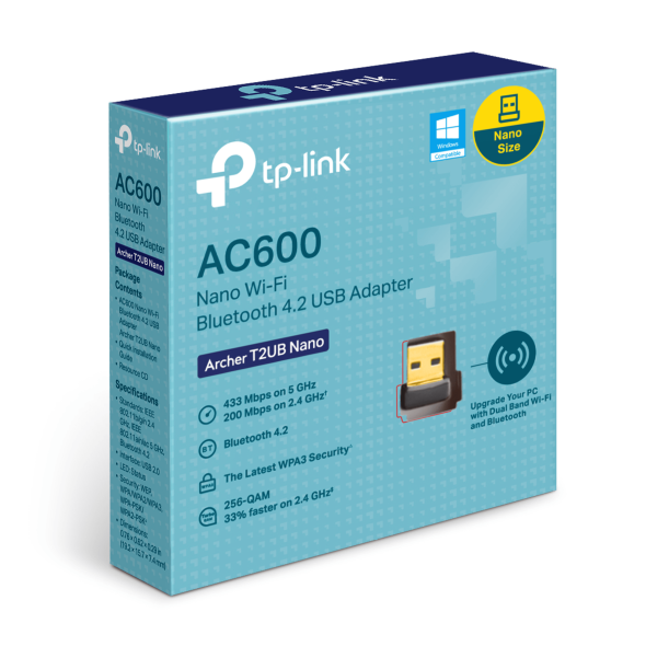 Tp-Link AC600 Archer T2UB Nano Wi-Fi USB Adapter limited lifetime
