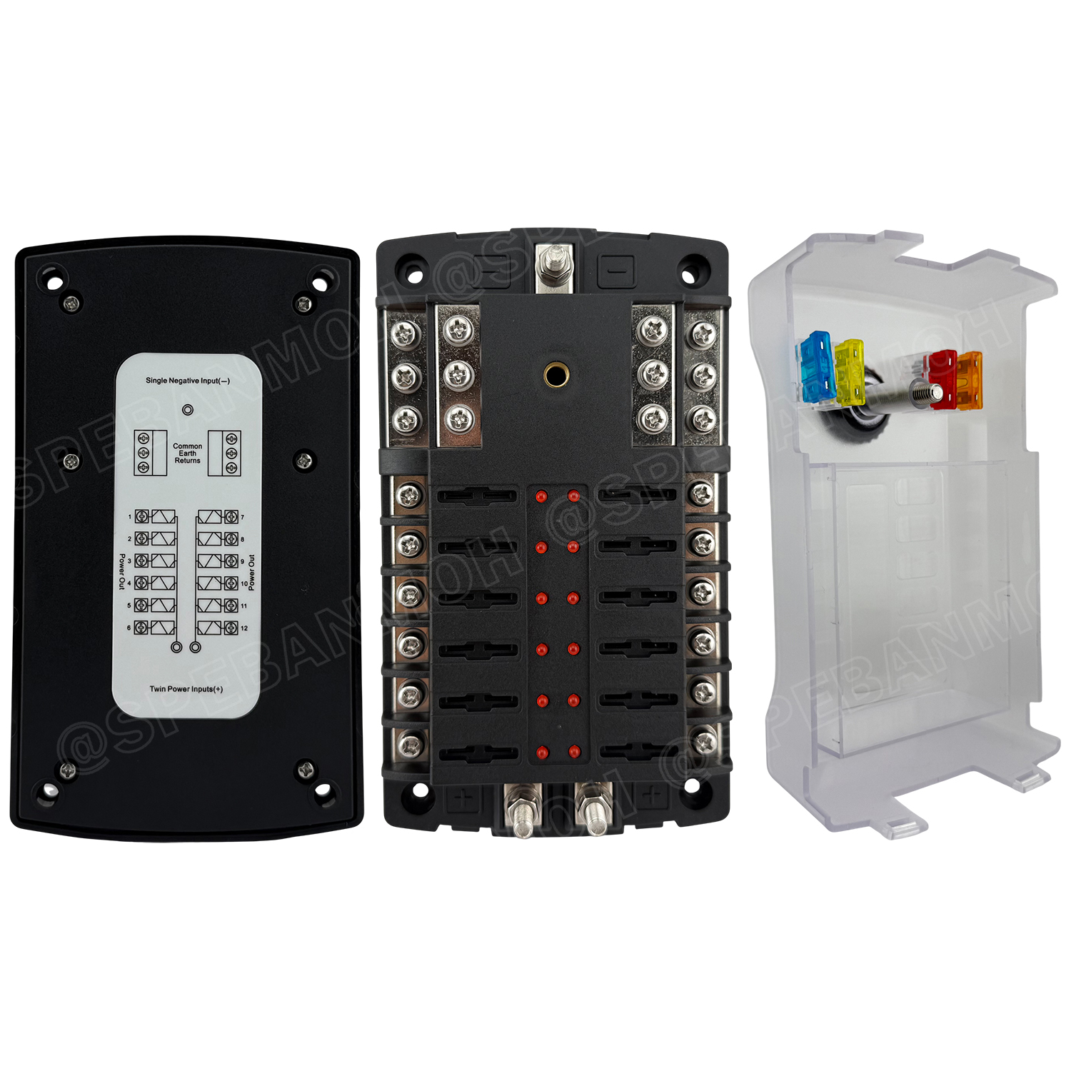 [ 1 ชิ้น ] WP-665A2 กล่องฟิวส์รถยนต์ 12 ช่อง พร้อมฝาครอบ 12 Way Fuse Block กระบอกฟิวส์รถยนต์ 12ช่อง พร้อมลูกฟิวส์ Fuse Holder + Fuse MARINE FUSEBOX ชุดฟิวส์ตัดวงจร 12V 24V DC แผงฟิวส์รถยนค์ รถบรรทุก Auto Fuse 1 In 12 Out ชุดฟิวส์ ดีซี MAX 32VDC