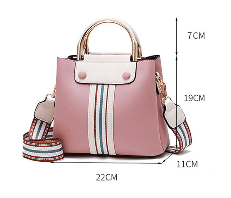 BAG-002 กระเป๋าถือแฟชั่นพร้อมสายสะพายสำหรับคุณผู้หญิง สีชมพูพาสเทล