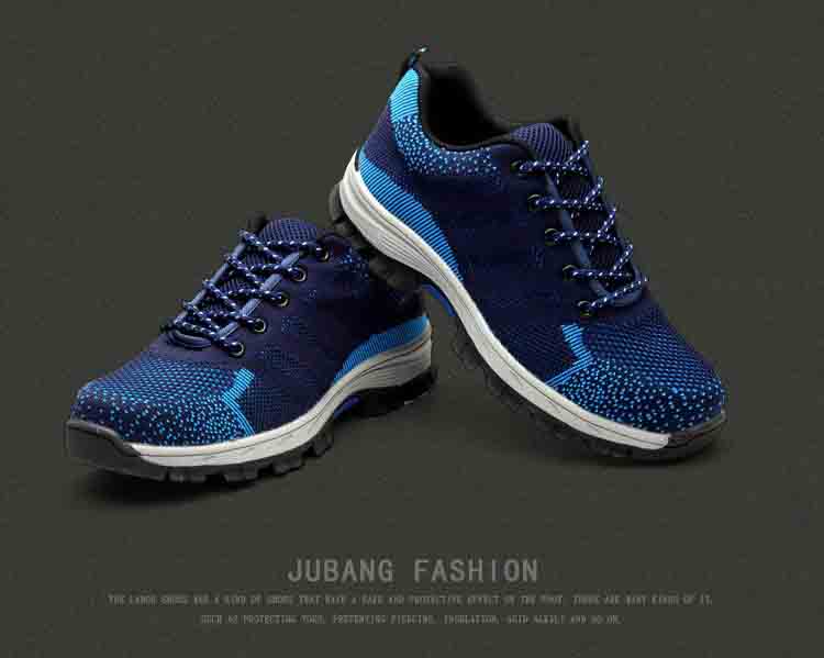 JUBANG รองเท้าเซฟตี้ผ้าใบ หัวเหล็ก ระบายอากาศดี พื้นยางกันลื่น หัวเหล็ก พื้นเสริมแผ่นเหล็ก