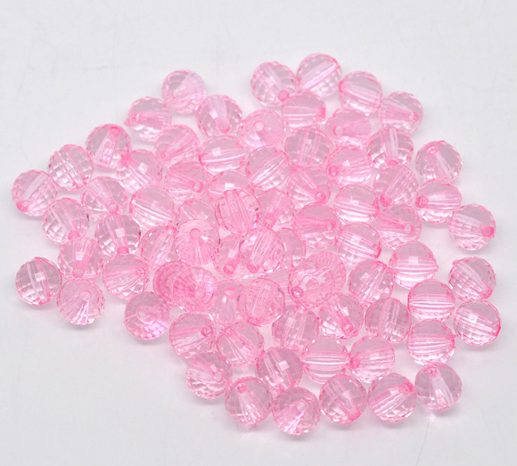 ลูกปัดอะครีลิคกลม คริสตัลสไตล์ ขนาด 8mm แพ็ค 100 เม็ด