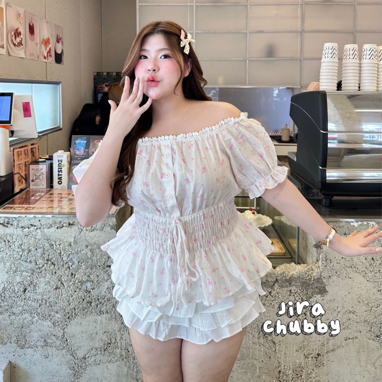 J170 เสื้อสาวอวบ แขนตุ๊กตา ขาว ชมพู เหลือง อกได้ถึง40-50 นิ้ว หน้าผ้า52นิ้ว