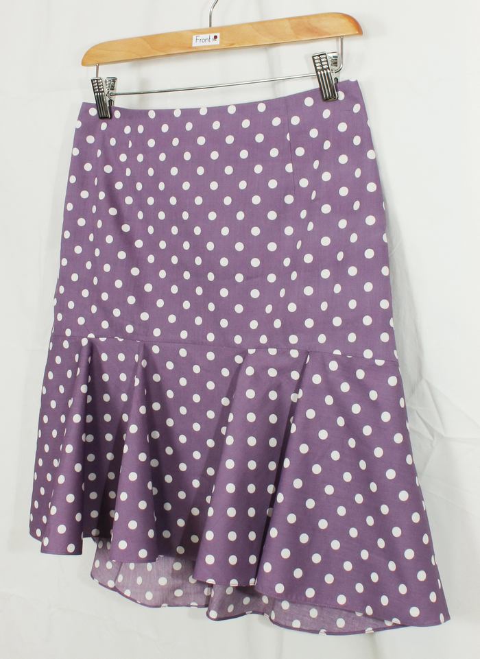 SK-200 กระโปรงแฟชั่น&ทำงาน ทรงย้วย ผ้าคอตต้อนญี่ปุ่นสีม่วง Polka Dot Purple