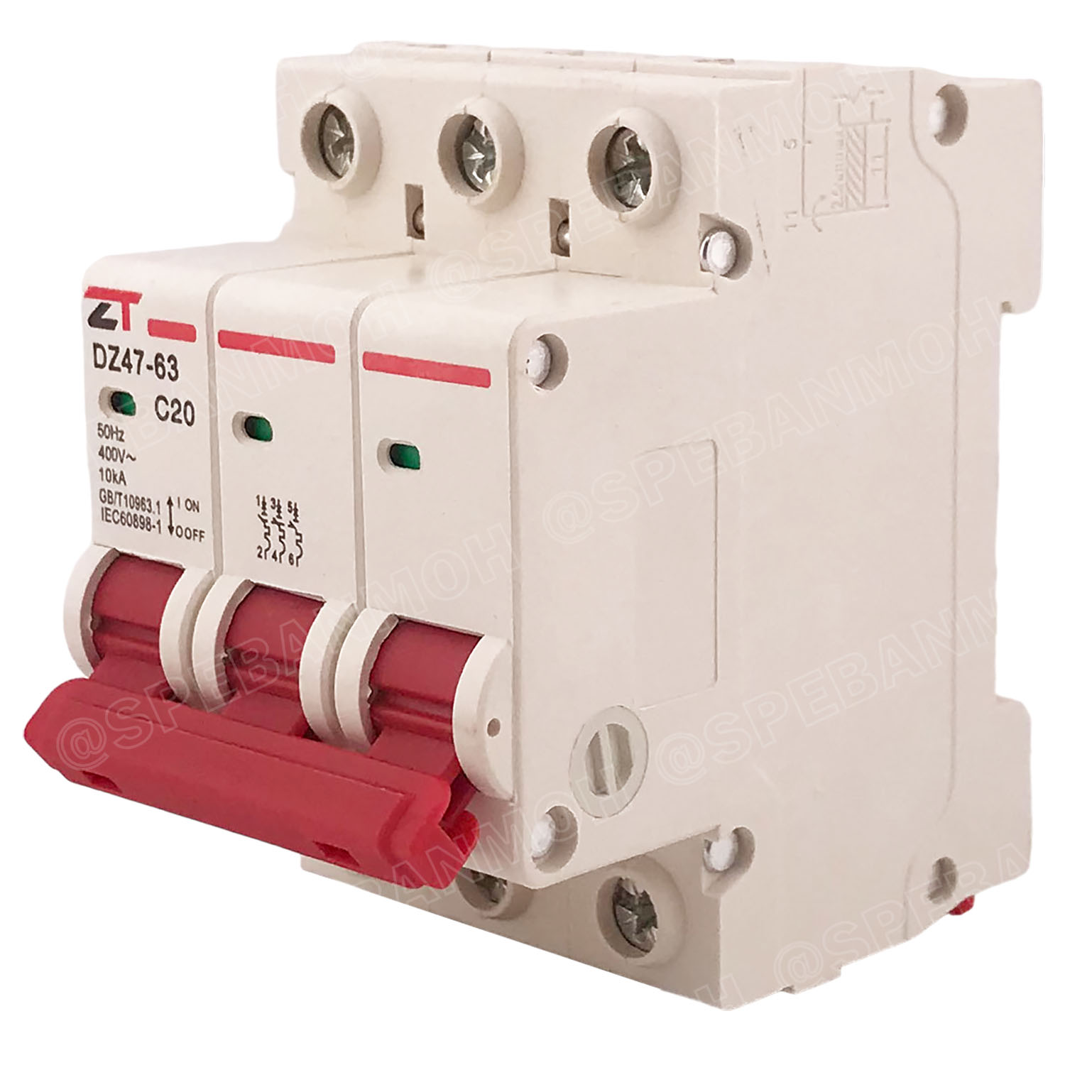 DZ47-63-3P 20A เบรกเกอร์เมน ยึดรางปีกนก 3P 20A AC Circuit Breaker เบรกเกอร์ตัดไฟเกิน 3โพล 20แอมป์ คัดเอาท์ ป้องกันกระแสเกิน Overload ป้องกันการลัดวงจร Short circuit เบรกเกอร์ตัดไฟ เบรกเกอร์ลูกย่อย Ac Circuit Breaker ไฟบ้าน 230V/400V AC มินิเซอกิตเบรก
