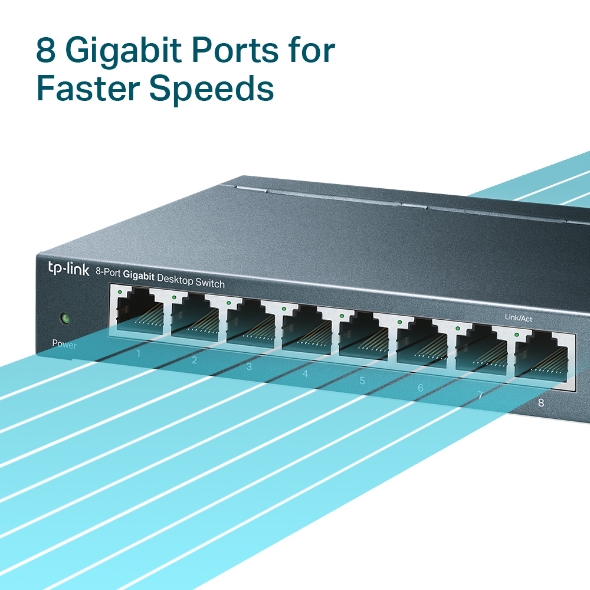 TP-LINK TL-SG108 8-Port 10/100/1000Mbps Desktop Switch รับประกันศูนย์ไทย