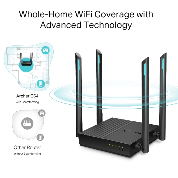 TP-LINK AC1200 Archer C64 Wireless MU-MIMO Wi-Fi Router รับประกันศูนย์ไทย
