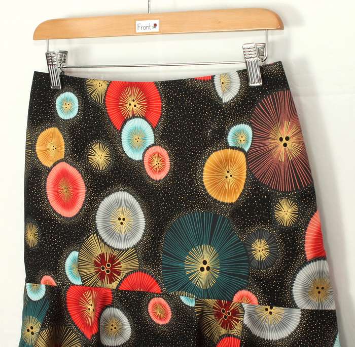 SK-211 กระโปรงแฟชั่น&ทำงาน ทรงย้วย ผ้าคอตตอนญี่ปุ่นพิมพ์ลายวงกลมกราฟฟิคแฟนซี