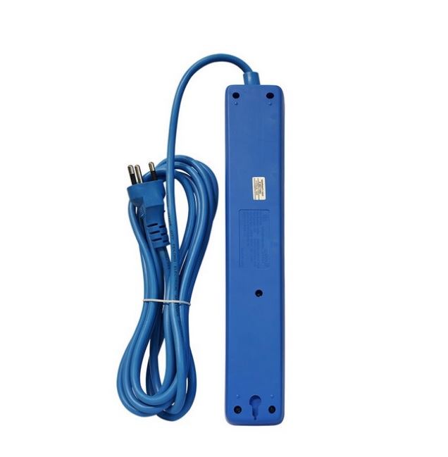 รางปลั๊กไฟ 5 ช่อง 1 สวิตซ์ ANITECH สีน้ำเงิน รุ่น H1035-BL ปลั๊กไฟมาตรฐาน มอก.