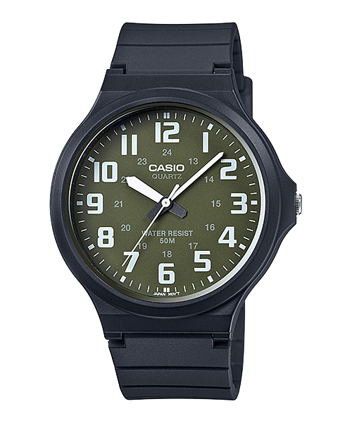 CASIO NORMAL รุ่น MW-240-3BVDF สีดำ จอสีเขียว สินค้าของเเท้