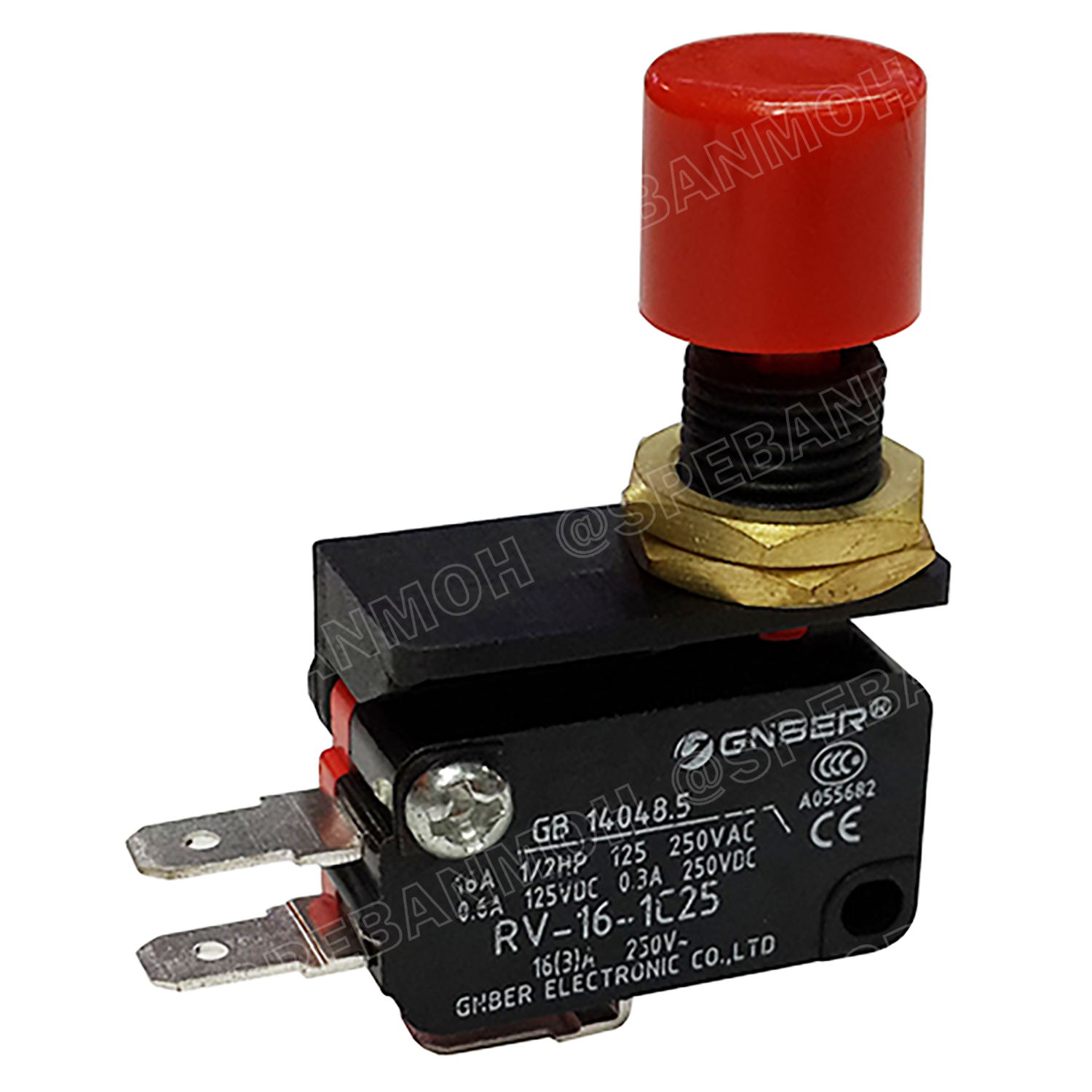 [ 1 ชิ้น ] RVAQ แดง Red ไมโครสวิทช์ กดติดปล่อยดับ กดดับปล่อยติด Momentary On Momentary Off 1ON 1NC 16A 250VAC ไมโครสวิทช์ RV-16-1C25 GNBER Micro switch ไมโคร สวิช์ Micro Switch GNBER RV16-1C25 16A 250VAC สวิทช์ไมโคร สวิทไมโคร ไมโครสวิท ไมโครสวิต Switch Mi