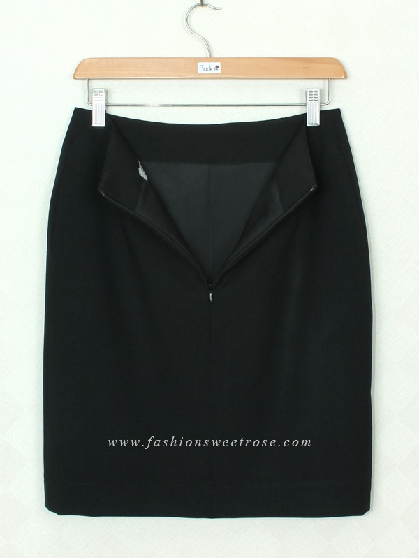 SK-357 กระโปรงแฟชั่น&ทำงาน ทรงสอบ ผ้าสลาฟสีดำ มีกระเป๋าหน้า 2 ข้าง