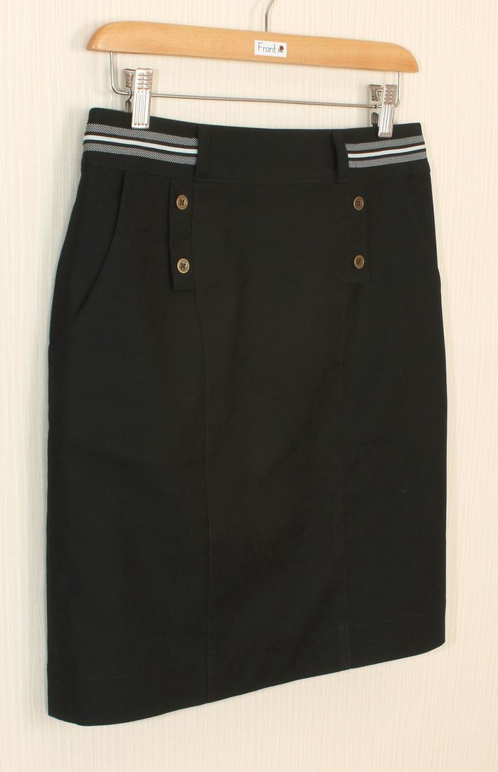 SK-230 กระโปรงแฟชั่น&ทำงาน ทรงสอบมีกระเป๋า 2 ข้าง ผ้าคอตตอนญี่ปุ่นสีดำ