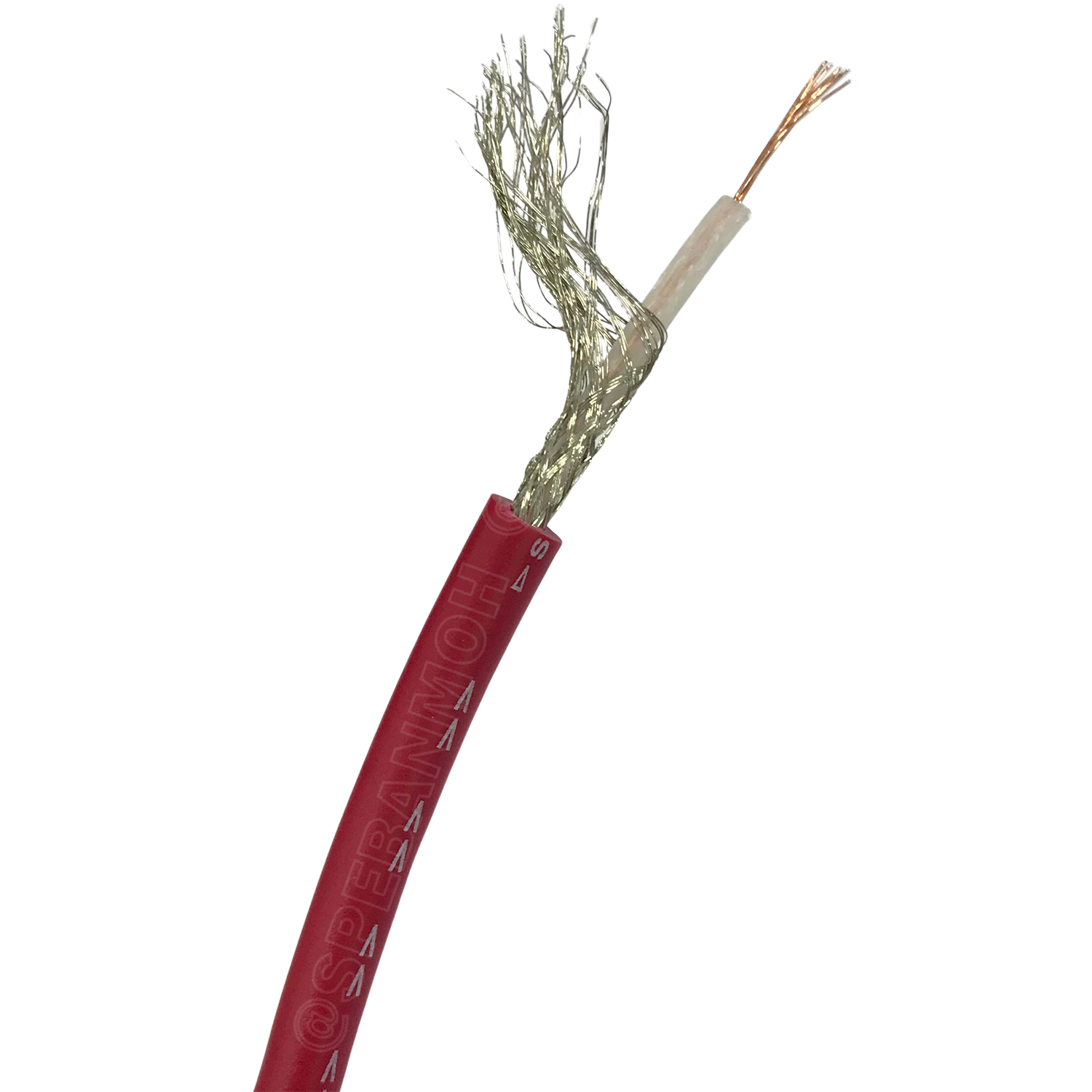 [ 50เมตร/ม้วน ] SF-MIC สีแดงทึบ Red สายไมโครโฟน Mono SSF รุ่นทองแดงผสม 6mm Microphone Cable สายไมค์โครโฟน รุ่นประหยัด ราคาถูก สายไมค์ โมโน Audio Cable For Microphone สายสัญญาณ Copper Clad Aluminum Magnesium Wire OD : 6mm สายไมค์โมโน SSF CCAM Made