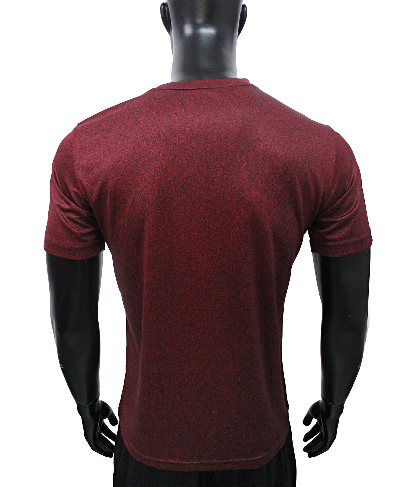 คอกลม ลายพิมพ์ดำ ผ้าดาวกระจาย Maroon