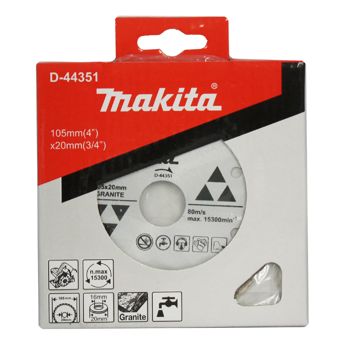 MAKITA D-44351 ใบเพชร 4นิ้ว (105x20x16mm.) แบบร่อง ตัดแกรนิต, ตัดคอนกรีต