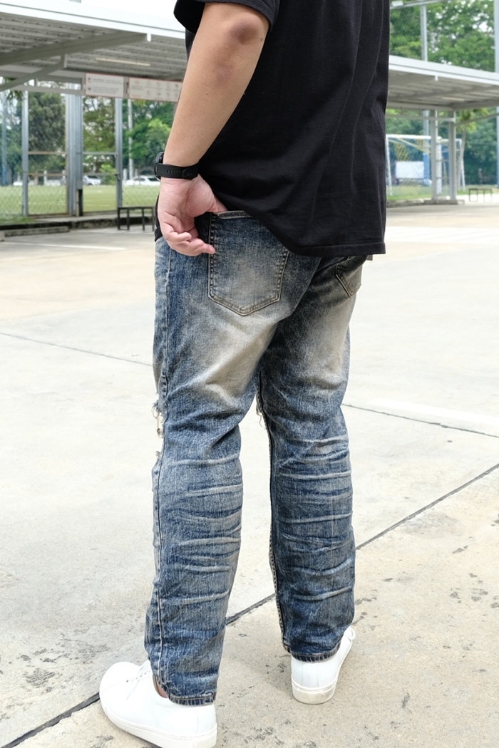 กางเกงยีนส์ ไซส์ใหญ่ ทรงกระบอกเล็ก ผ้ายืด สียีนส์ฟอก กางเกงคนอ้วน ผู้ชายอ้วน 40-50" #JL009