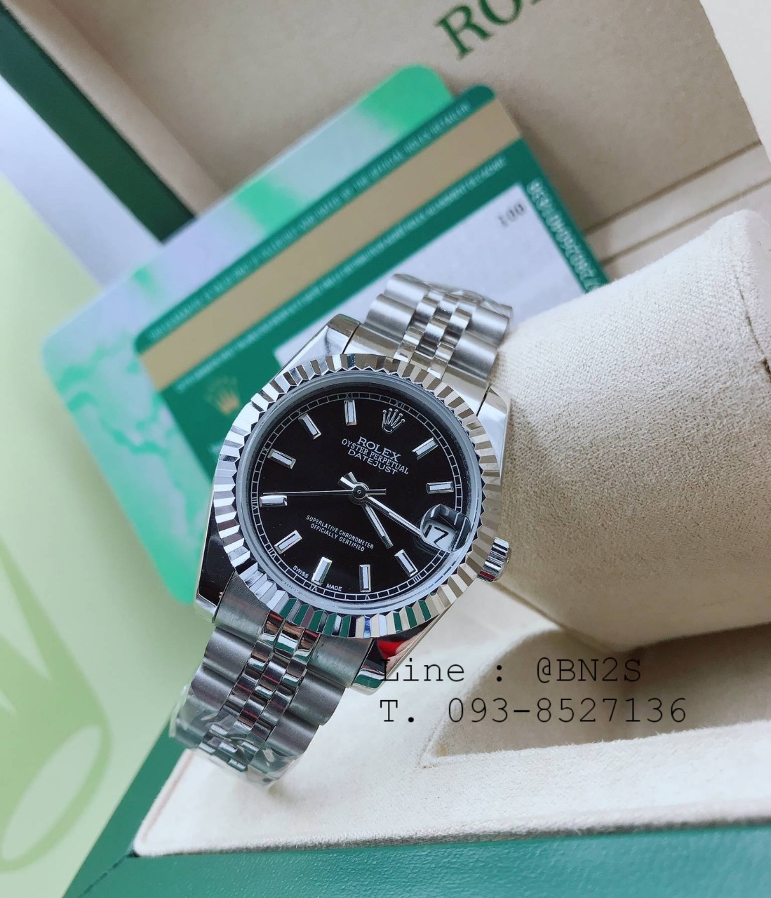 ROLEX DATEJUST Watch หน้าปัดกลม เรือนเงิน หน้าปัดำ 31 มม. มาพร้อมกล่องครบชุดตามรูป