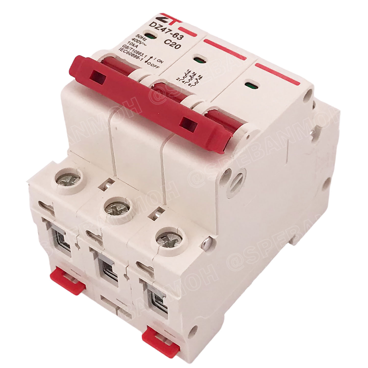 DZ47-63-3P 20A เบรกเกอร์เมน ยึดรางปีกนก 3P 20A AC Circuit Breaker เบรกเกอร์ตัดไฟเกิน 3โพล 20แอมป์ คัดเอาท์ ป้องกันกระแสเกิน Overload ป้องกันการลัดวงจร Short circuit เบรกเกอร์ตัดไฟ เบรกเกอร์ลูกย่อย Ac Circuit Breaker ไฟบ้าน 230V/400V AC มินิเซอกิตเบรก