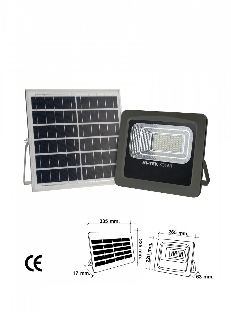 โคมไฟฝลัดไลท์โซล่า LED 60W HI-TEK HFSF00060D สีเทา