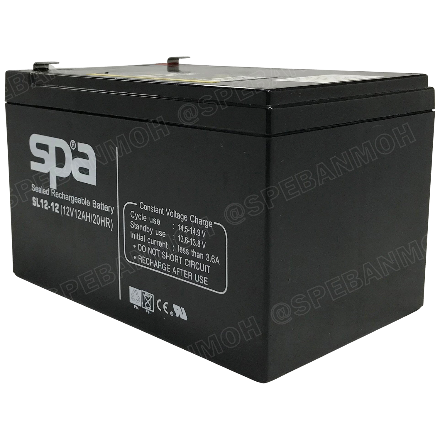 SL12-12 SPA Battery 12V 12A แบตเตอรี่แห้ง สำรองไฟ 12V 12Ah แบตเตอรี่สปา แบตเตอรี่ SPA แบตแห้ง SPA แบต UPS ไฟฉุกเฉิน ระบบเตือนภัย แบตเครื่องสำรองไฟ แบตไฟฉุกเฉิน แบตUPS แบตเตอรี่แห้ง SPA Valve Regulated Lead Acid Battery แบตเตอรี่ชนิดแห้ง ไม่ต้องเติม