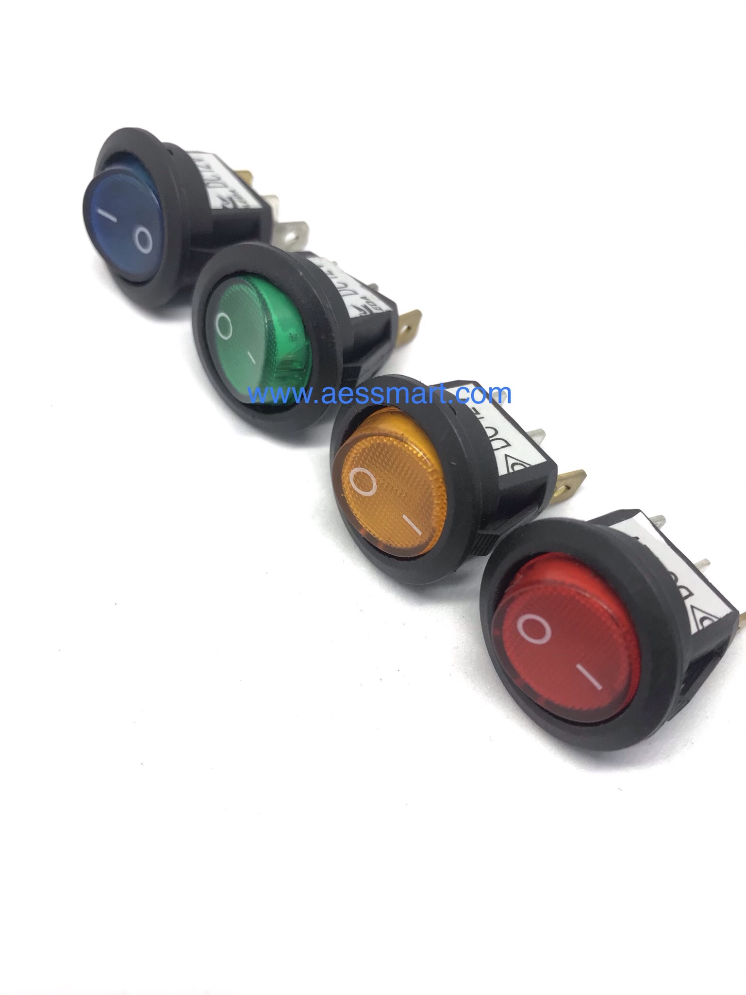 สวิตซ์ Powerกลม มีไฟ 12V, 3P