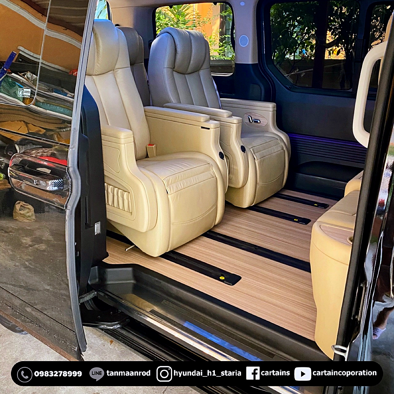 HYUNDAI Staria Premium คุณแบงค์ สุโขทัย [ทั้งคัน เบาะ vip + ปูพื้น + หลังคา + แดมป์ + จอเพดาน + เปลี่ยนสีถายใน] -0004