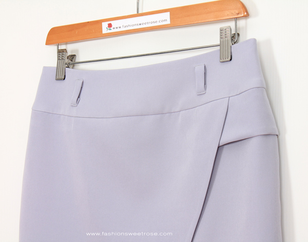 SK-485 กระโปรงทรงสอบ ผ้า Double Twist สีเทาอมฟ้า