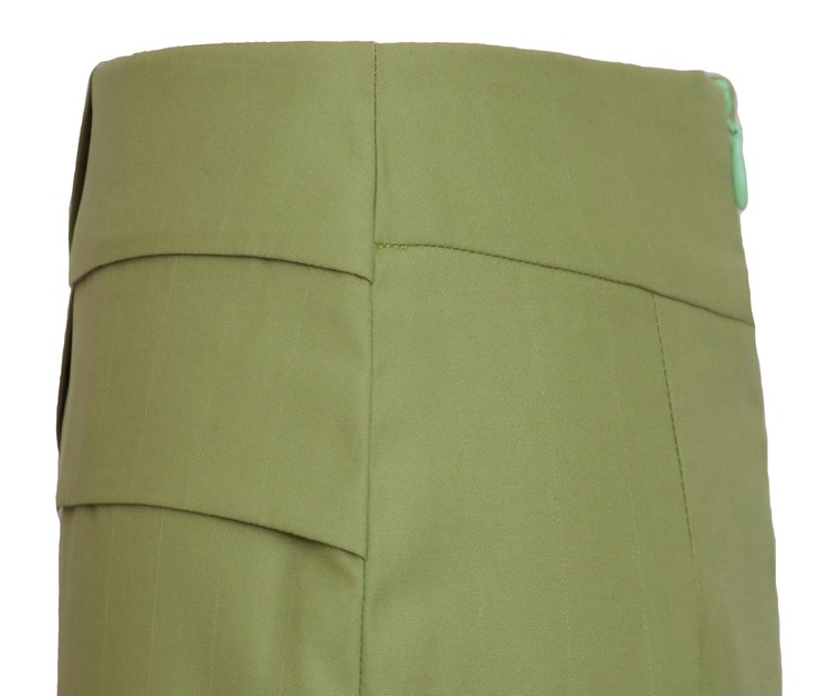 SK-096 กระโปรงแฟชั่น&ทำงาน ทรงสอบ ผ้าคอตต้อนญี่ปุ่นผสมสเปนเดคสีเขียว