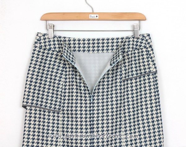 SK-411 กระโปรงทรงเอ ผ้าคอตต้อนญี่ปุ่นพิมพ์ลายชิโนริ แต่งกุ้นระบายด้วยผ้าลายสก๊อต