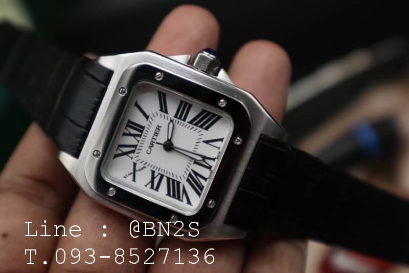 Cartier Santos 100 Watch มีกล่องหนัง พร้อมอุปกรณ์
