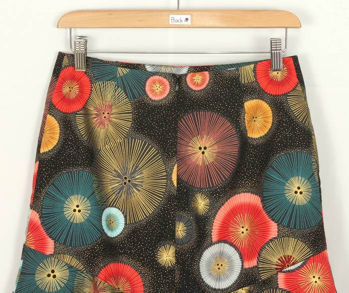 SK-211 กระโปรงแฟชั่น&ทำงาน ทรงย้วย ผ้าคอตตอนญี่ปุ่นพิมพ์ลายวงกลมกราฟฟิคแฟนซี