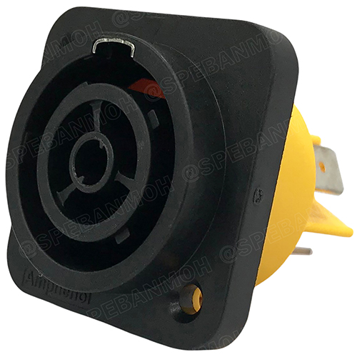 HPT-3-FD ปลั๊ก Powercon Audio ตัวเมียติดหน้าตู้ Panel Mount Female IP65 20A 250V พาวเวอร์คอน 3P กันน้ำ Amphenol Audio Power Connector HPT Amphenol AC Power Connectors คอนเน็คเตอร์กันน้ำ ปลั๊กไฟ 3ขา พาวเวอร์คอนเนคเตอร์ Power-Con 2P+E Audio amplifier power