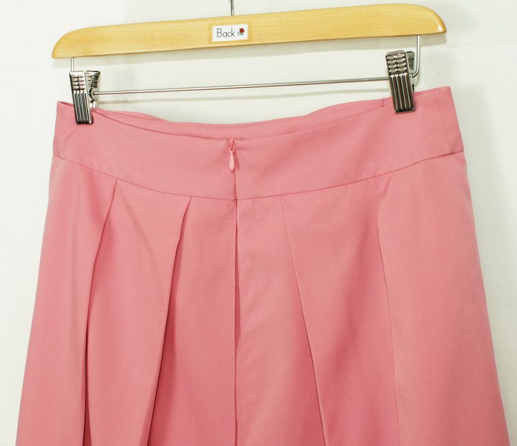 SK-177 กระโปรงแฟชั่น&ทำงาน ผ้าไหมอิตาลีสีชมพูอมม่วง มีโบว์ซ้อนกัน 2 ชั้น