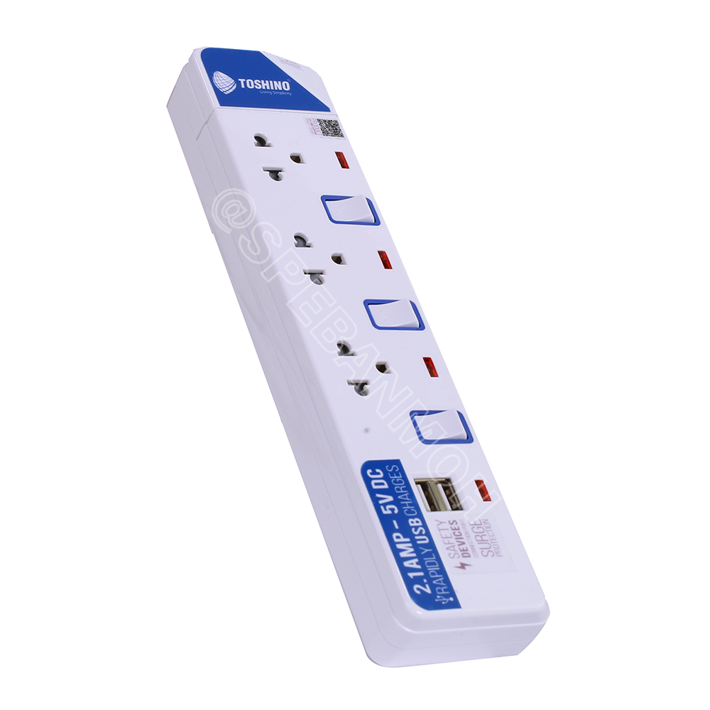ET-913USB ปลั๊กพ่วง TOSHINO รางปลั๊กไฟมาตรฐาน มอก ระบบป้องกันกระแสไฟเกินอัตโนมัติ ระบบป้องกันไฟกระชาก สวิทช์เปิด - ปิด การใช้งานแยกจุด ผลิตจากวัสดุไม่ลามไฟ ไฟแสดงสถานะการใช้งาน - ม่านนิรภัยป้องกันไฟดูด สายไฟขนาด 3x 0.75 รับไฟ 2300 W USB 2 ช่อง 2.1A ET Ser