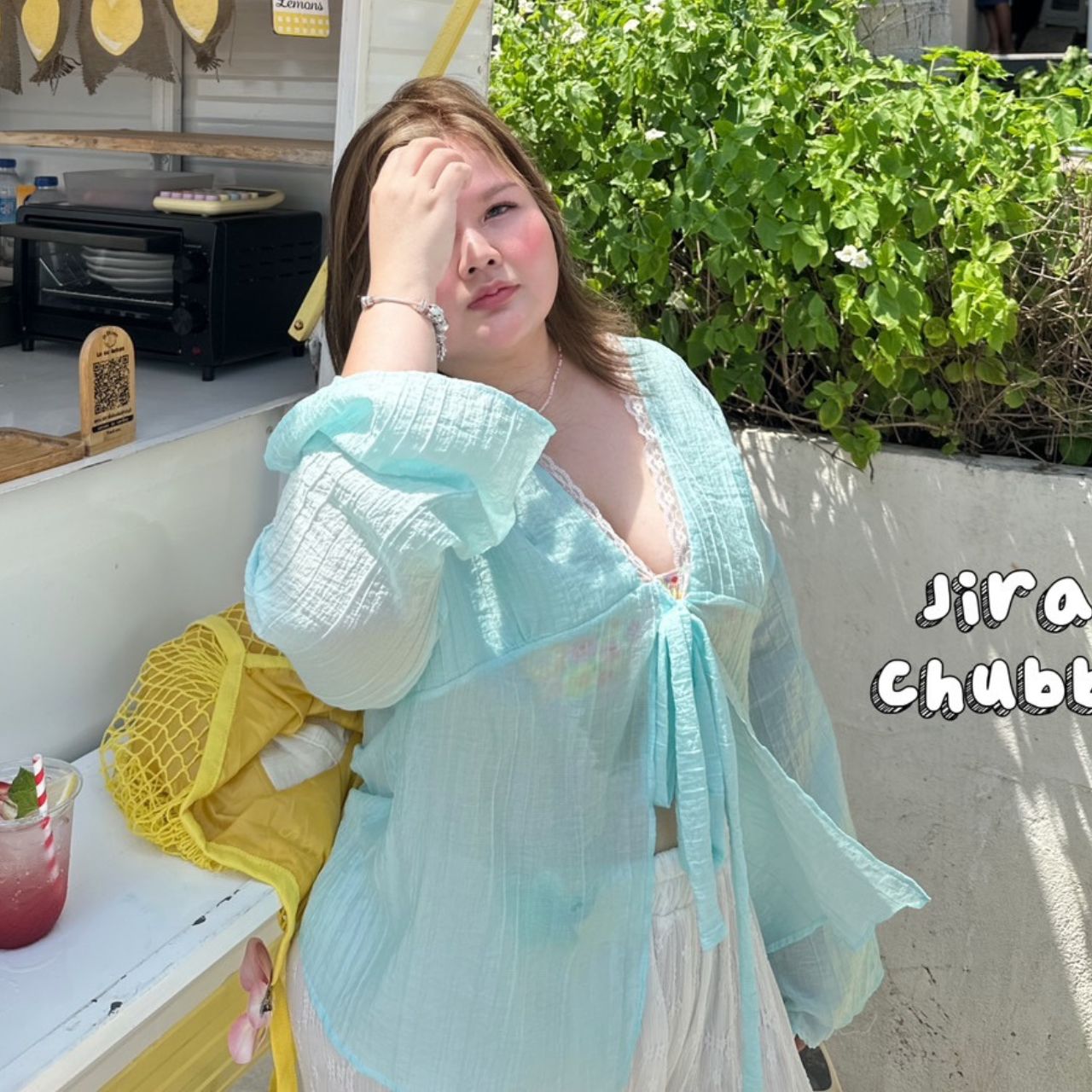 J107 ต้อนรับลมร้อน ไปทะเล สายคาเฟ่ ไม่ควรพลาด เสื้อคลุม สาวอวบ ฟ้า ครีม ชมพู อกได้ถึง50นิ้ว หน้าผ้า50 นิ้ว