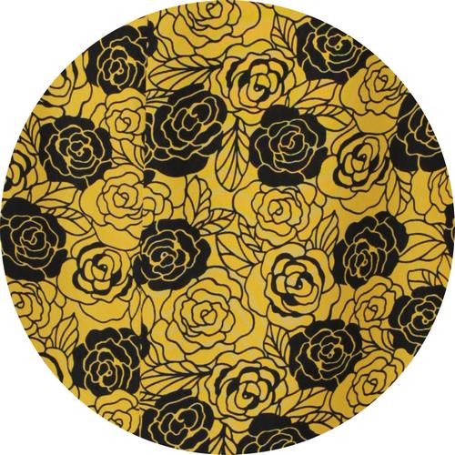 SK-104 กระโปรงแฟชั่น&ทำงาน ทรงสอบ ผ้าไหมอิตาลีพิมพ์ลายกุหลาบ พื้นสีเหลืองมาสตาส